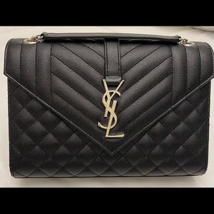 Saint Laurent Black Medium Tri-Quilt Envelope